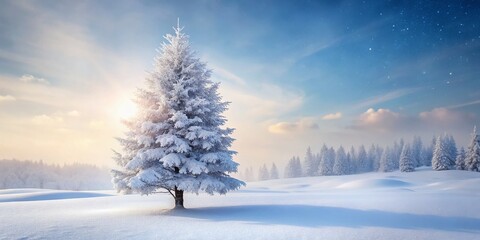 Minimalist Winter Christmas: White Trees & Snowy Landscape
