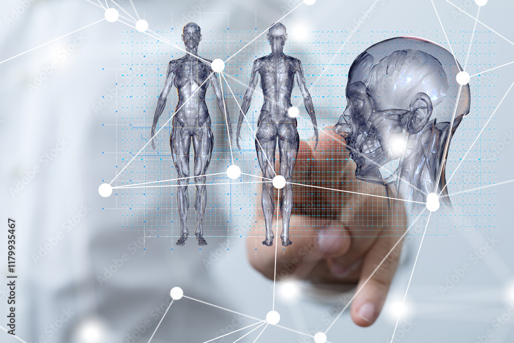 Aufkleber digital medical futuristic interface 3d rendering