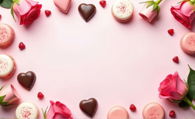 Fototapeta premium roses and chocolates love frame