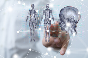 digital medical futuristic interface 3D rendering