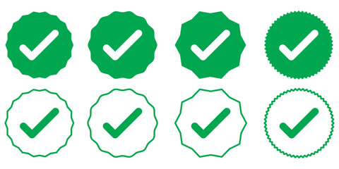 check box icon with correct with different line width. approved symbol. accept checkmark icons green tick box, check list square frame sign.