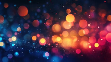 Vibrant Abstract Background with Colorful Bokeh Lights in Vivid Shades of Blue, Orange, and Red Creating a Dreamy and Enchanting Atmosphere for Creative Projects