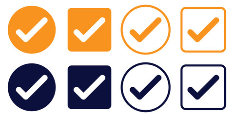 check mark icon button set. check box icon with right or correct buttons and yes checkmark icons in green tick box - checkbox symbol sign. check mark box square frame. vector illustration