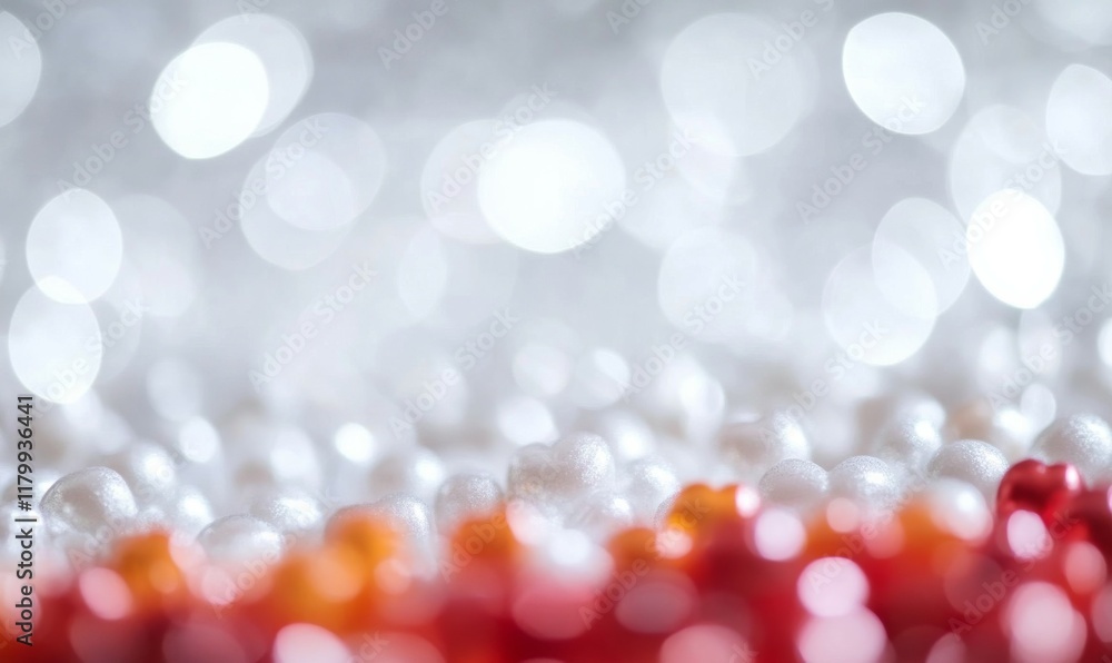 Aufkleber red and white bokeh hearts as a background with copy space