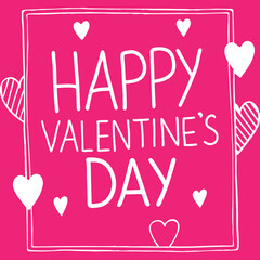 Happy Valentines day typography, Valentine template banner Vector Pink background , Vector design.