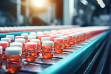 Incredible Pharmaceutical Industry's State-of-the-Art Factory with Pills on Conveyor