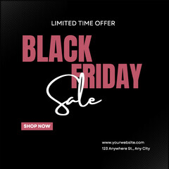 Black And Pink Modern Black Friday Sale Facebook Post