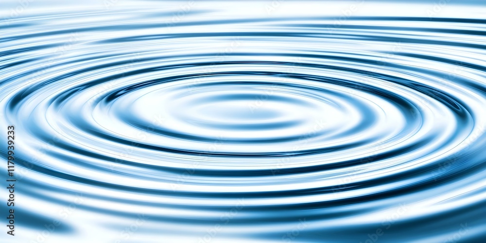 Poster a close-up of water ripples creating circular patterns, reflecting light and creating a serene, flui