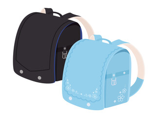 模様が付いたおしゃれなランドセルのイラスト素材