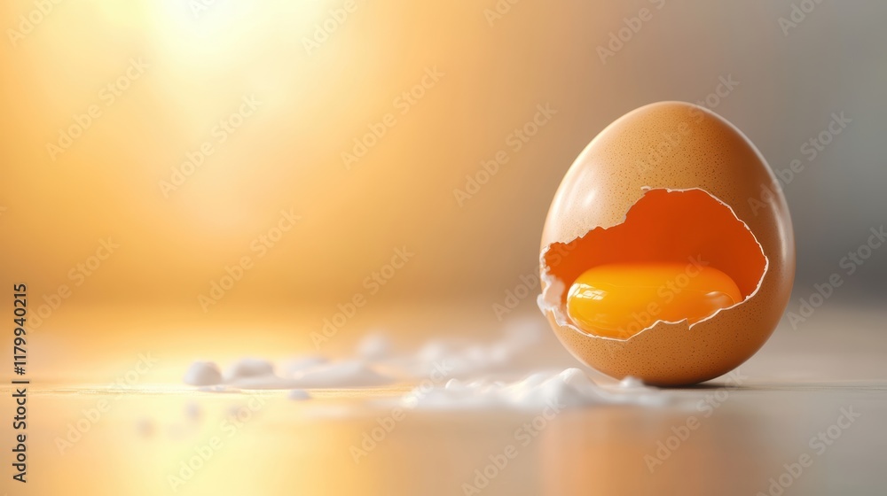 Aufkleber intriguing egg with a hole revealing inner texture and colorful contents symbolizing fragility and c