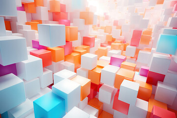 Gorgeous 3D render of a modern abstract background with floating cubes