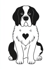 Fototapeta premium Saint Bernard Dog Breed Illustration:Heartfelt Canine Portrait 