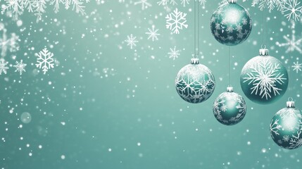 Teal Christmas Ornaments: Serene Winter Snowscape