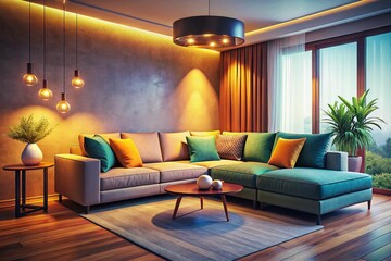 Modern Corner Sofa in Minimalist Living Room Interior Design