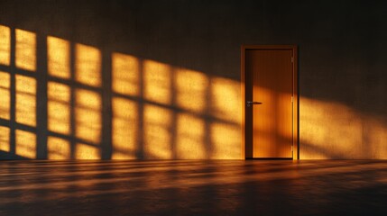 Open Door Inviting Exploration in Minimalistic Room with Neutral Tones and Simple Wall Creating a Calm and Welcoming Atmosphere