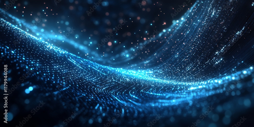 Poster a mesmerizing and captivating abstract background that features vibrant blue light rays combined wit