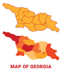 Georgia Map Yellow regions orange political map vector
