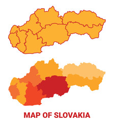 Slovakia Map Yellow regions orange political map vector