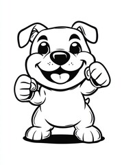Fototapeta premium Playful Pup: A cartoon-style dog with big, expressive eyes, a wide smile, and its paws raised in a playful, energetic stance. This charming image is perfect for children's illustrations.