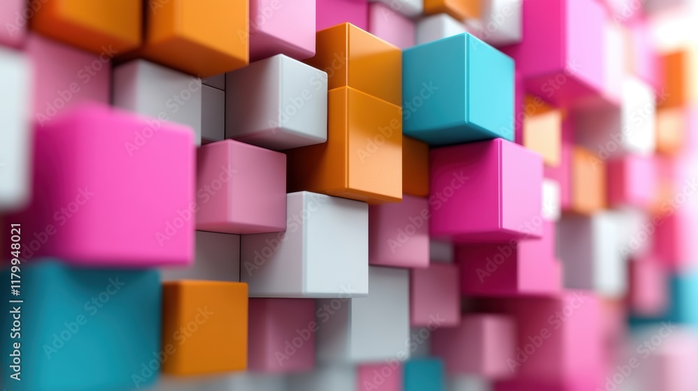 Poster abstract 3d cubes in vibrant colors creating a dynamic and modern wallpaper ideal for digital backgr