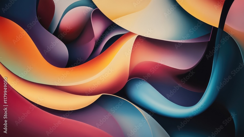 Poster an abstract background featuring swirling colors and shapes, symbolizing the fluid and dynamic natur