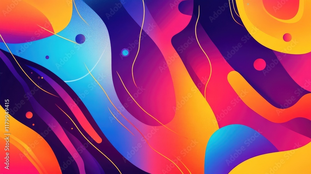 Poster an abstract background with a burst of colors and dynamic shapes, capturing a vibrant and energetic 