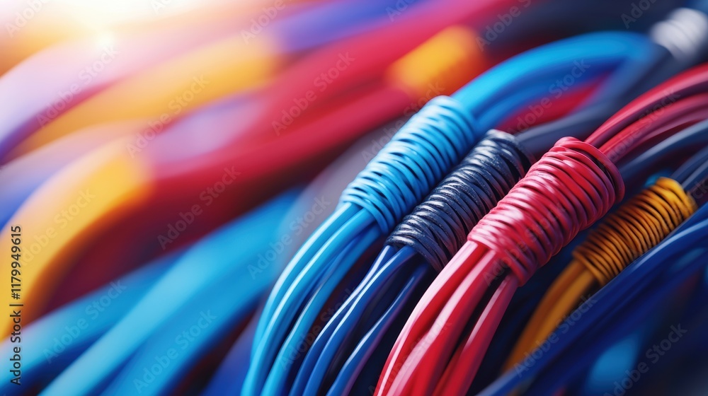 Poster vibrant collection of colorful cables in various shapes and textures creating an energetic and dynam