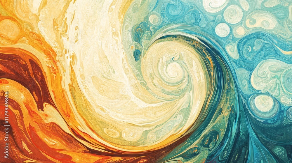 Poster an abstract background featuring swirling colors and shapes, symbolizing the fluid and dynamic natur