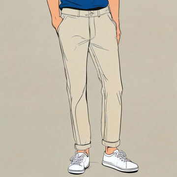 Hand sketch of men's chinos