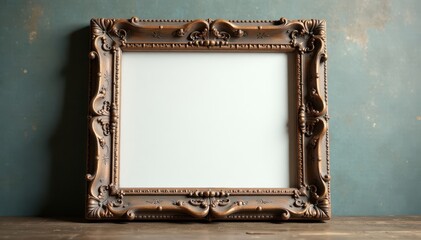 Distressed wooden frame holding a vintage black and white photograph with soft focus, old picture frames,