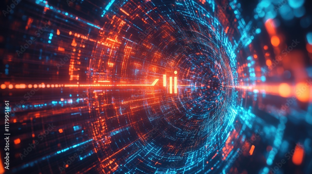 Poster an artistic representation of a wi-fi symbol composed of digital elements and glowing lines, set aga