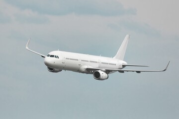 Passenger Aircraft Mid-air, Plain White Airplane