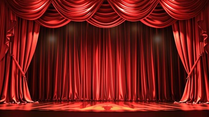 Red Curtain Stage: Theatre Illustration for Concert and Show Design