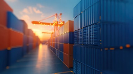 Imposing industrial landscape, a large container resting on another, symbolizing global trade and logistics