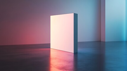 White Rectangular Panel In A Neon Lit Room