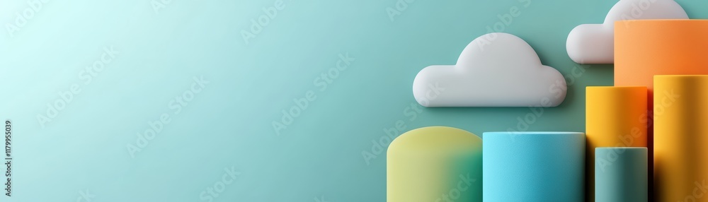 Poster vibrant bar chart on blue background, visualizing data trends and insights colorful