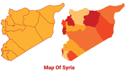 SyriaMap Yellow regions orange political map vector