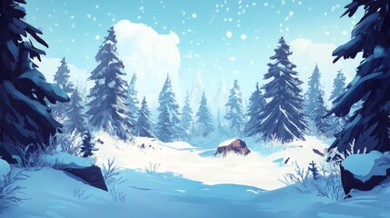 snow fir forest bacgkround with copy space