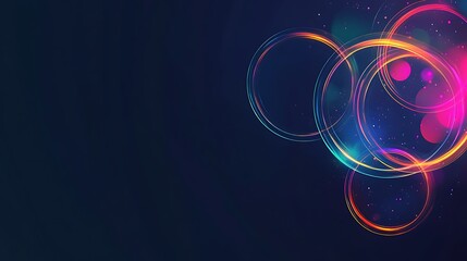 Abstract Colorful Rings and Glowing Lights Design