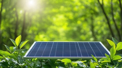 Fototapeta premium Clean energy, solar panels powering a sustainable future in the heart of the forest