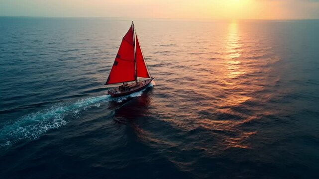 sailboat sailing in the sunset in Ultra HD - 4K footage