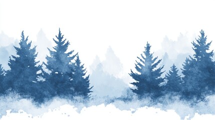 snow fir forest bacgkround with copy space