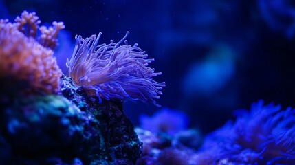 Seabed. Background with corals and fish.