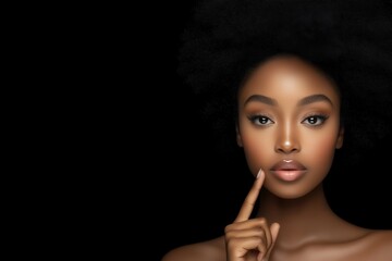Fototapeta premium Portrait of young african female with natural afro hairstyle in elegant pose