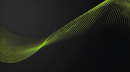 Abstract Green Lines Wave Design On Black Background