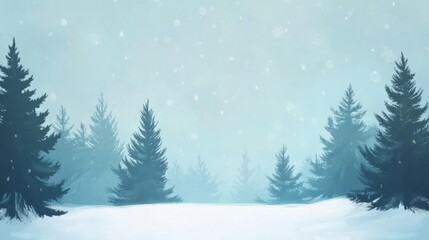 Fototapeta premium snow fir forest bacgkround with copy space