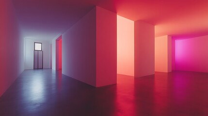 Abstract Minimalist Interior Space With Neon Lighting