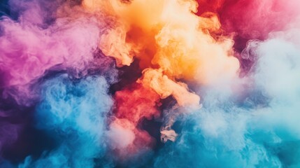 Vivid Abstract Smoke Swirls in a Spectrum of Colors Creating a Dreamy and Mystical Atmosphere for Creative Design and Artistic Projects