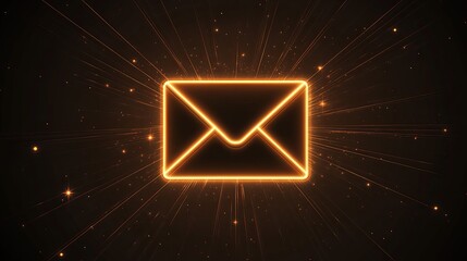 Black background with radiant pulses forming an envelope icon for email concepts