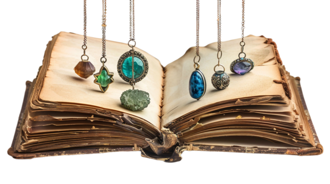 Magical Book Pages on white background PNG.